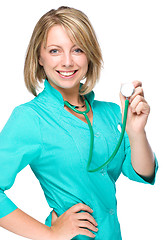 Image showing Portrait of a woman wearing doctor uniform