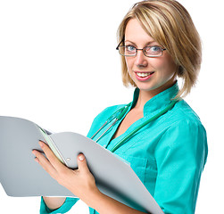 Image showing Portrait of a woman wearing doctor uniform