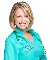 Image showing Portrait of a woman wearing doctor uniform