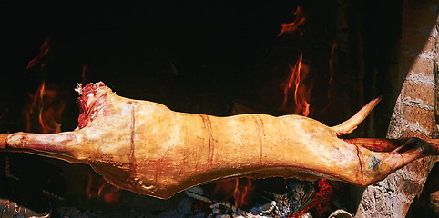 Image showing Pork on a Roasting-jack