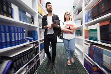 Image showing students group  in school  library