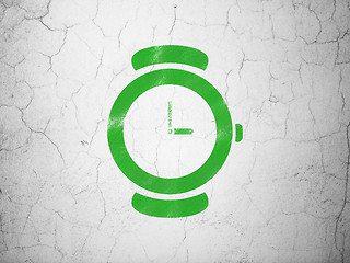 Image showing Time concept: Hand Watch on wall background