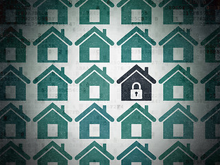 Image showing Protection concept: home icon on Digital Data Paper background