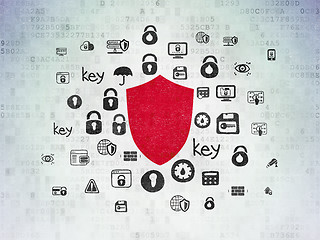 Image showing Privacy concept: Shield on Digital Data Paper background