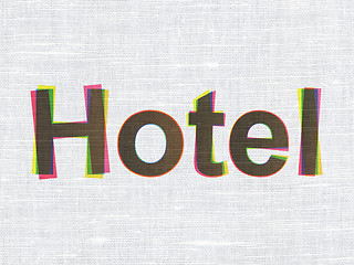 Image showing Travel concept: Hotel on fabric texture background