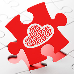 Image showing Cloud technology concept: Cloud With Code on puzzle background