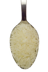 Image showing Spoonful of long grain rice

