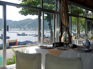 Image showing Restaurant in front of the sea