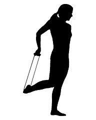 Image showing Silhouette of woman doing exercises