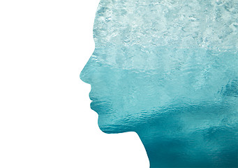 Image showing double exposure woman profile with water