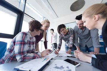 Image showing top  view of business people group brainstorming on meeting