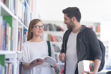 Image showing students couple  in school  library