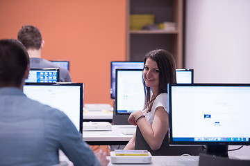 Image showing technology students group in computer lab school  classroom