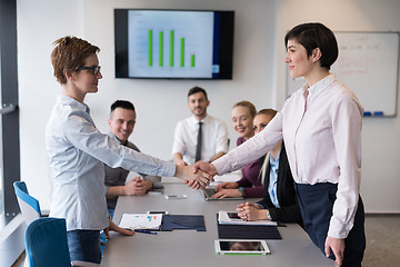 Image showing business womans handshake