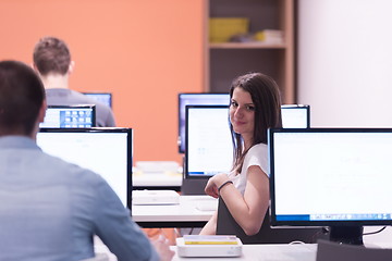 Image showing technology students group in computer lab school  classroom