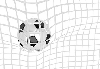 Image showing Soccer ball in net