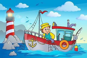 Image showing Fishing boat theme image 2