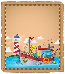 Image showing Parchment with fishing boat theme 2