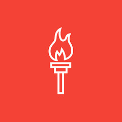 Image showing Burning olympic torch line icon.