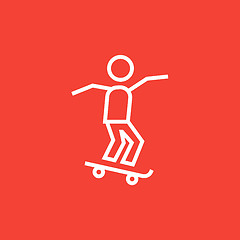 Image showing Man riding on skateboard  line icon.