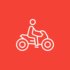 Image showing Man riding motorcycle line icon.