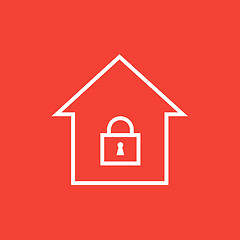 Image showing House with closed lock line icon.
