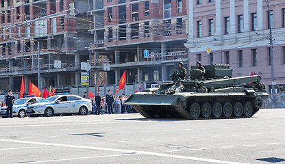Image showing Military transportation on its back way after Victory Day Parade