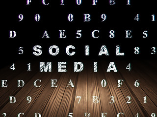 Image showing Social network concept: Social Media in grunge dark room