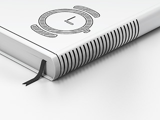 Image showing Time concept: closed book, Hand Watch on white background