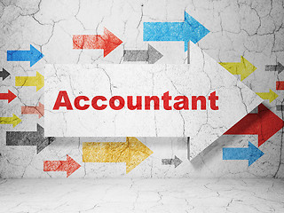 Image showing Banking concept: arrow with Accountant on grunge wall background