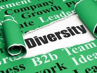 Image showing Business concept: black text Diversity under the piece of  torn paper