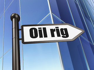 Image showing Manufacuring concept: sign Oil Rig on Building background