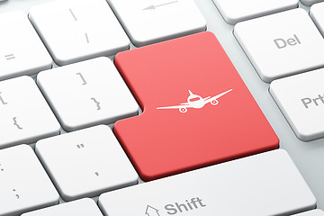 Image showing Travel concept: Aircraft on computer keyboard background