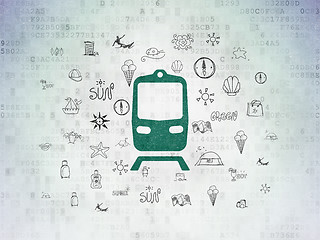 Image showing Tourism concept: Train on Digital Data Paper background