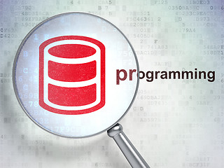 Image showing Database concept: Database and Programming with optical glass