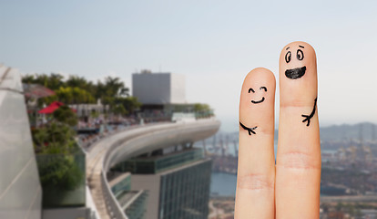 Image showing close up of two fingers with smiley faces