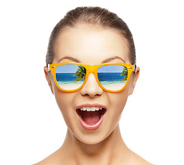 Image showing happy screaming teenage girl in shades