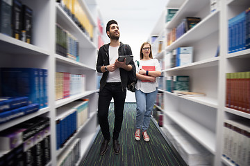 Image showing students group  in school  library