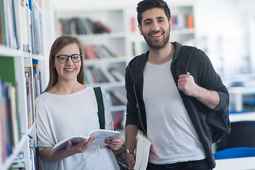 Image showing students couple  in school  library