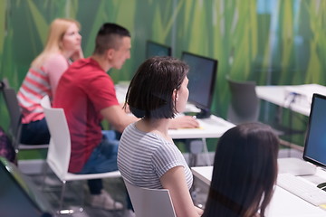 Image showing teacher and students in computer lab classroom