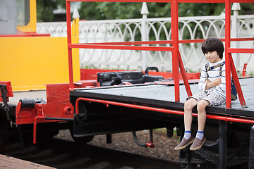 Image showing smiling boy with a backpack