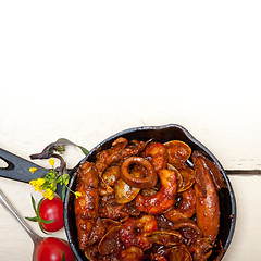 Image showing fresh seafoos stew on an iron skillet