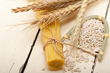 Image showing organic Raw italian pasta and durum wheat 