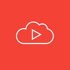 Image showing Cloud with play button line icon.