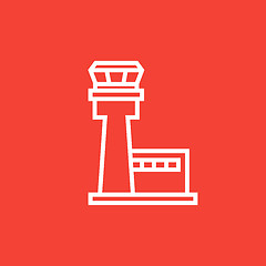 Image showing Flight control tower line icon.