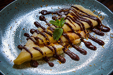 Image showing Crepes with chocolate cream