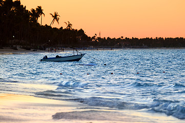 Image showing Tropical beach at sunset