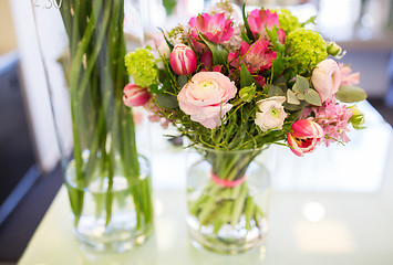 Image showing close up of bunch in vase at flower shop