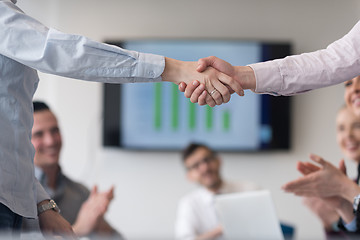 Image showing business womans handshake