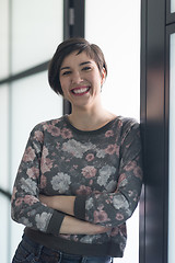 Image showing portrait of business woman in casual clothes at startup office